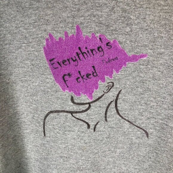 Everything F*cked Hoodie Sweatshirt Pullover Size Large Gray Skate Grunge Humor - Picture 5 of 5